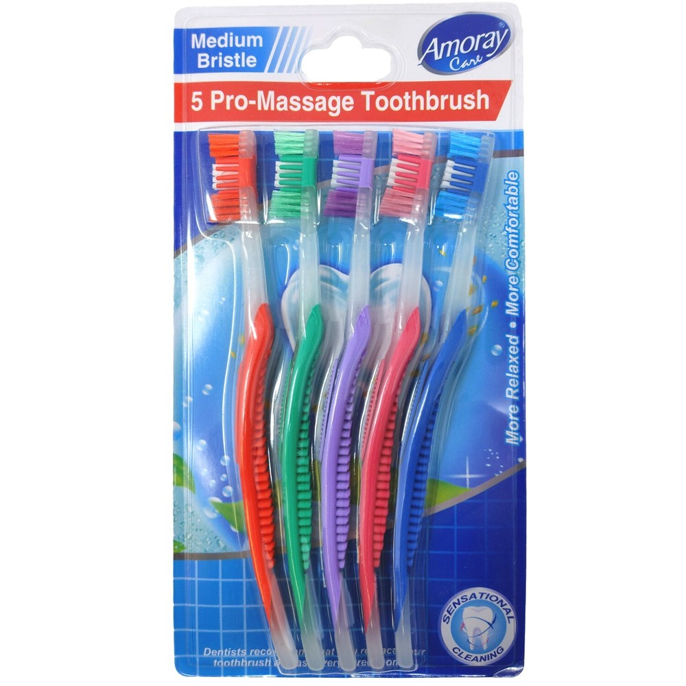 15Pk Toothbrushes Standard Classic Multicolor Medium Soft Manual Toothbrush Bulk