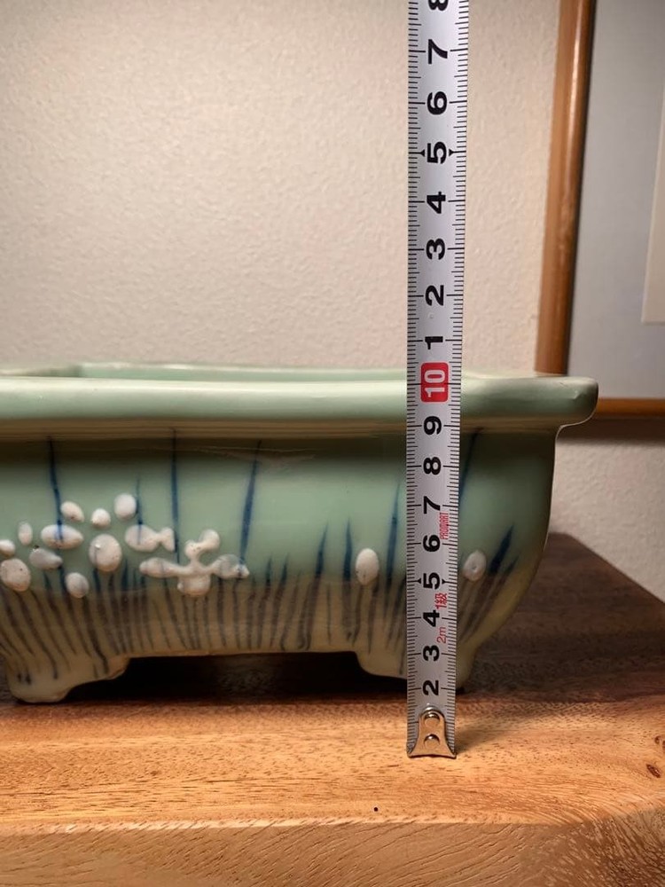 Celadon Rectangular Bonsai Pot Antique Blue and White Miniature Tree Container