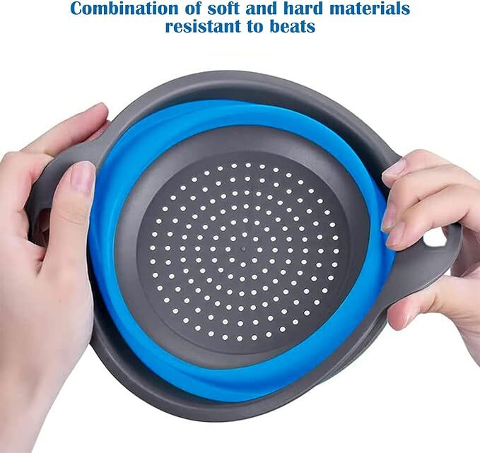Collapsible Colanders Space-Saving Kitchen Strainers, Grade Silicone with Handle