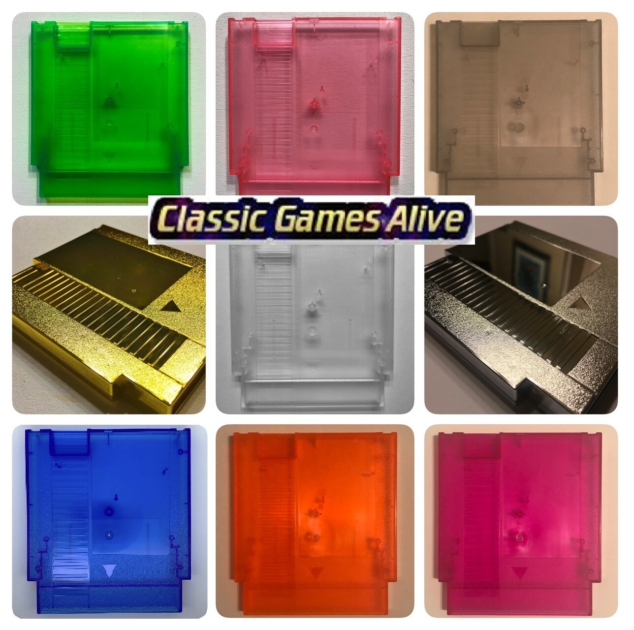 NES Replacement Case Cart Shell - Transparent COLOR, Gold, Sliver (Raspberry Pi)