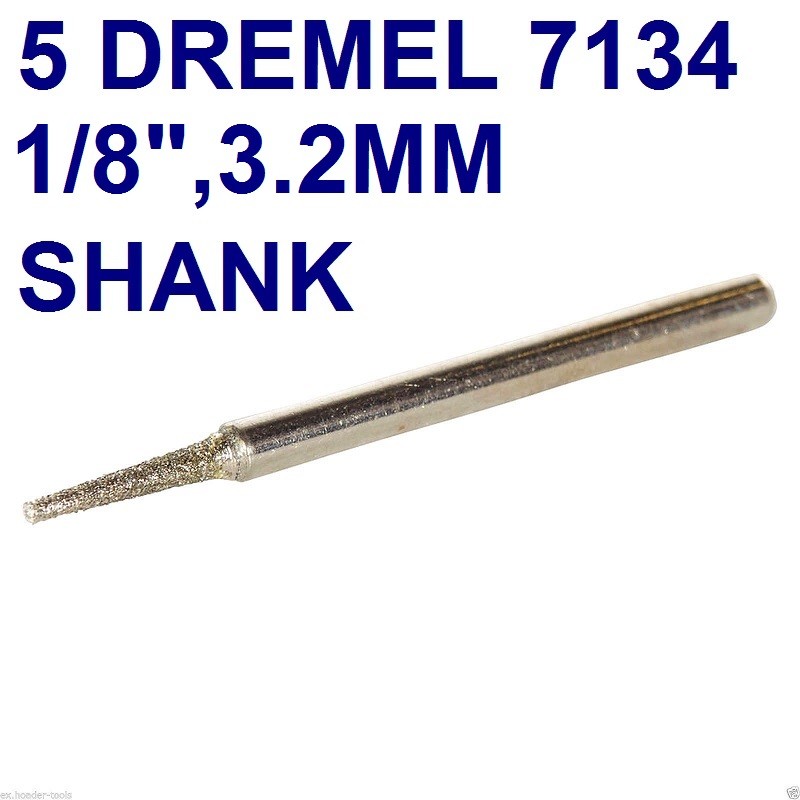 5 DREMEL AUTHENTIC DIAMOND WHEEL POINT BIT 7134 SHANK 1/8", 3.2 mm