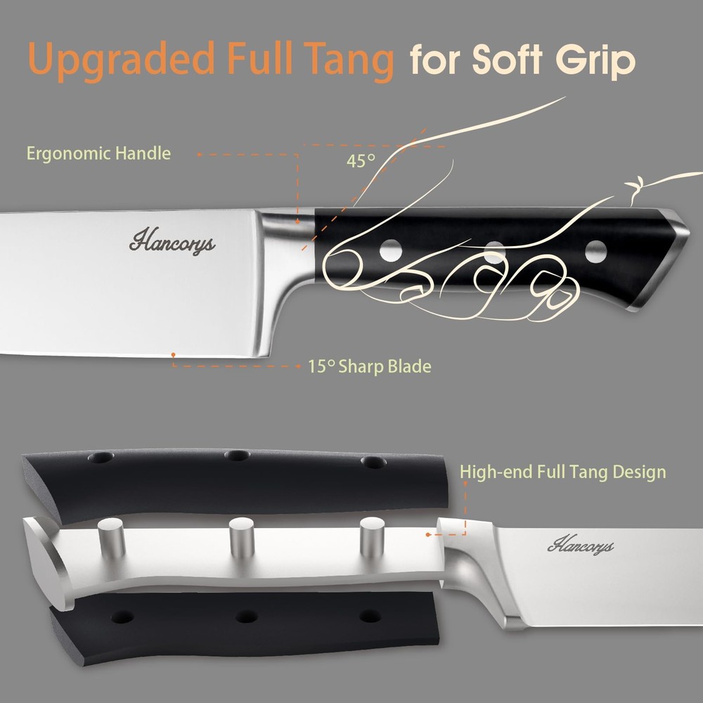 Block Set, 15 Pcs Kitchen Set, Enduring Ultra Sharp High Carbon German Stainl...