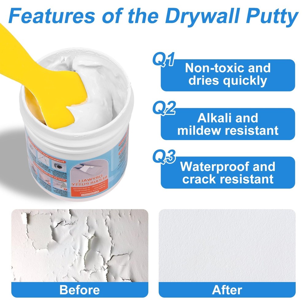 Drywall Repair Kit, Patch 8.8OZ White Wall Putty Kit