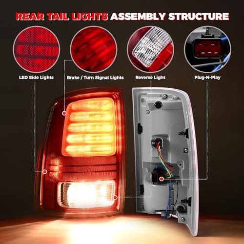 Ram LED Tail Light Assembly Compatible with 2013 2014 2015 Left Driver Side