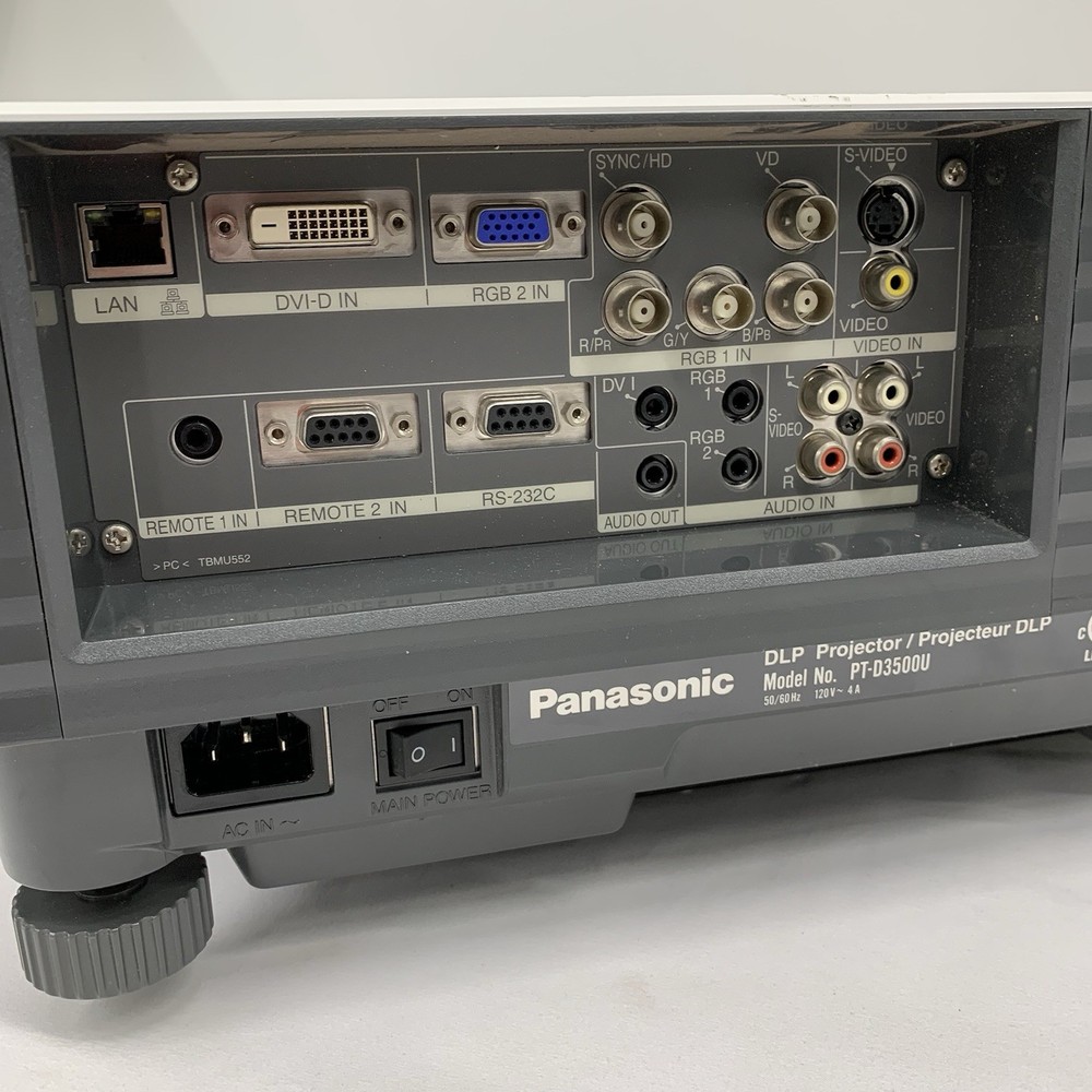 Panasonic PT-D3500U DLP Projector, Lamp Hours Unknown, Tested Inputs, 720p