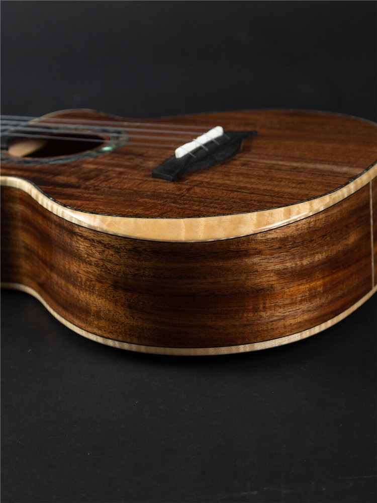 Tiki Solid Koa Cutaway Tenor Ukulele (Abalone Inlay)