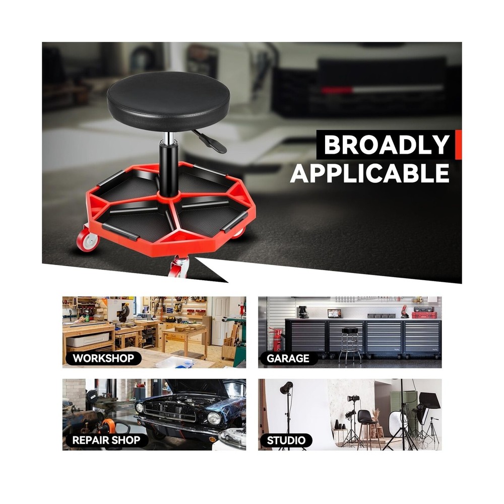 Auto Dynasty Mechanic Stool, Adjustable Rolling Pneumatic Creeper Garage Shop...