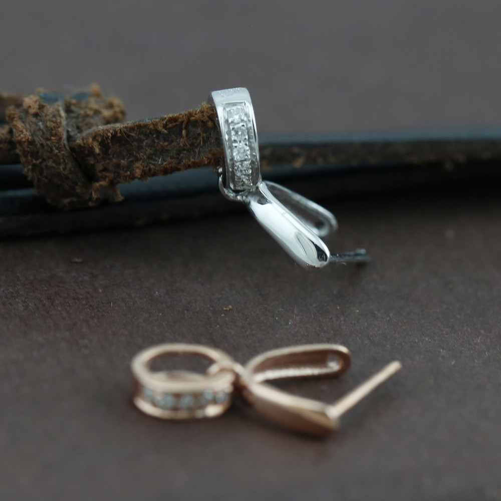 Genuine Solid 18CT Gold Diamond Jade Clip Bails