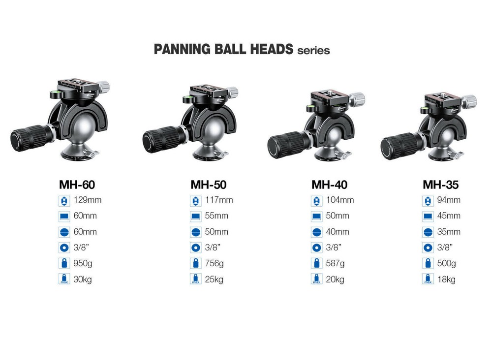 Leofoto MH-50 Full Dynamic Ball Head with Handlebar Control | Arca