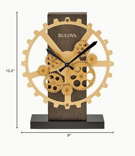 Bulova Tabletop Clock Moving Cogs Accent, Quartz Clock