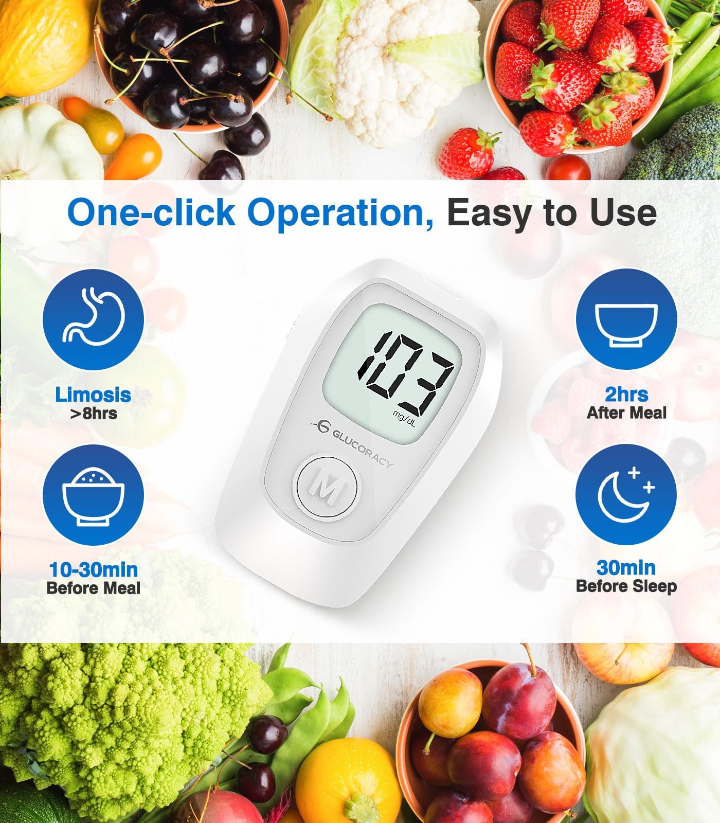 Glucoracy G-425 Glucose Monitor Kit, Blood Sugar with 100 Test Strips