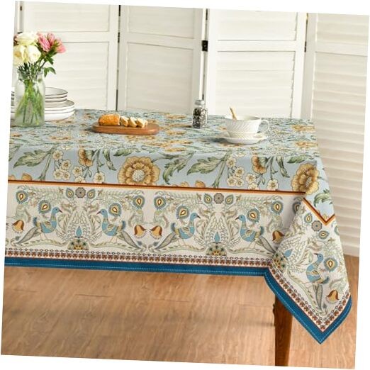 Rustic Rectangular Tablecloth 52x70 Inch, Bird 52" x 70" (Rectangular) Green