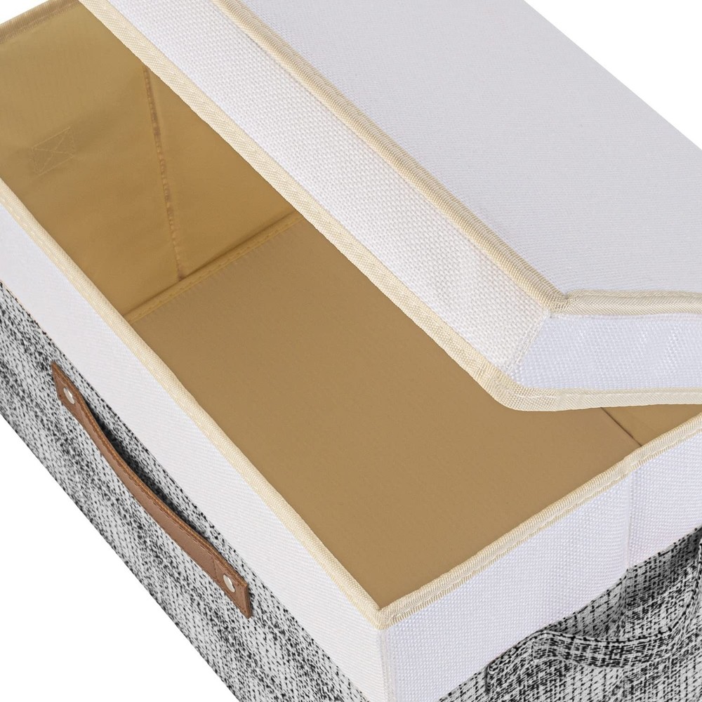 TYEERS Collapsible Storage Bins with Lids, Patchwork Design, Washable, Fabric...