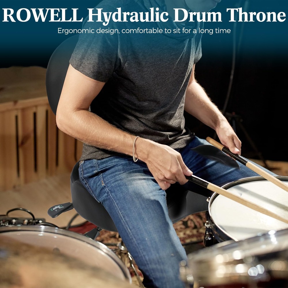 Hydraulic Drum Throne with Backrest | Adjustable HeavyDuty Drummer Seat