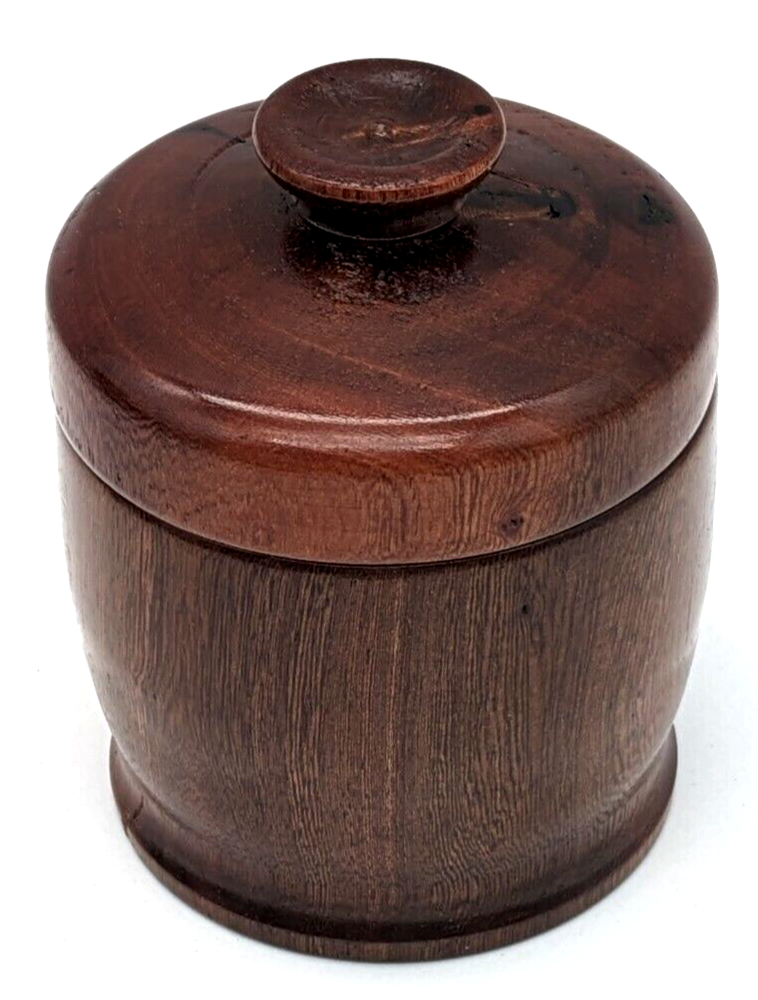 Hand Crafted Stained Wood Jar Canister Signed