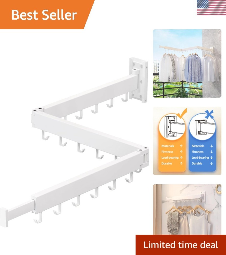 Sturdy Wall-Mounted Tri-Fold Laundry Rack – Max 220 lbs Capacity, Rust-Free