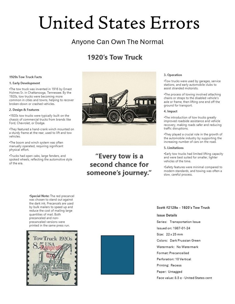 Centsational Custom Presentation Panel For Error SN 2129a - 8.5” X 11”