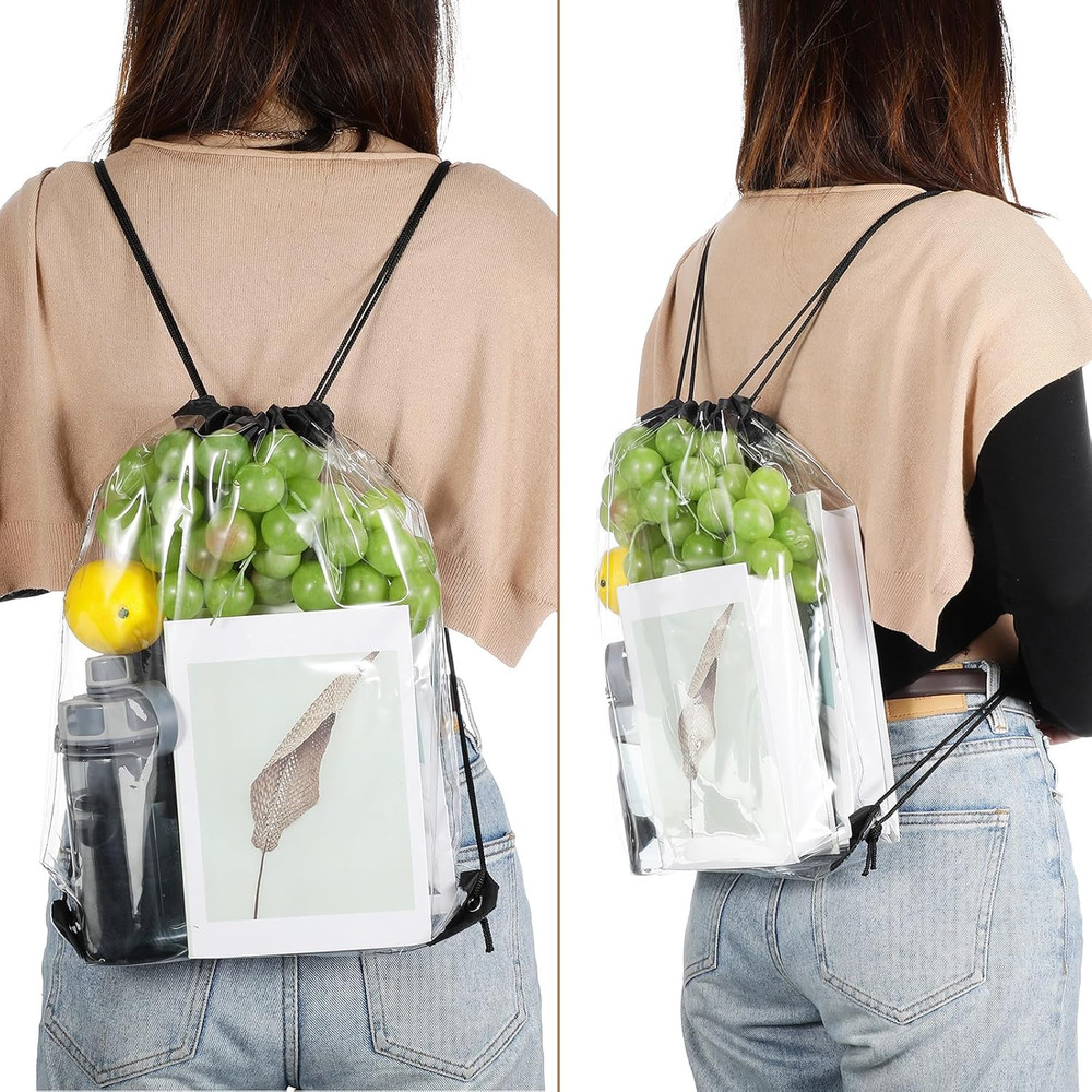 30 Pcs Clear Drawstring Bag Plastic Drawstring Backpack Clear Waterproof PVC Bac