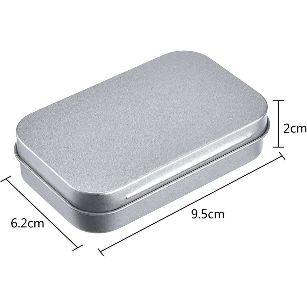 SECALIFE 3Pack Silver Metal Rectangular Hinged Tins Containers Basic Necessit...