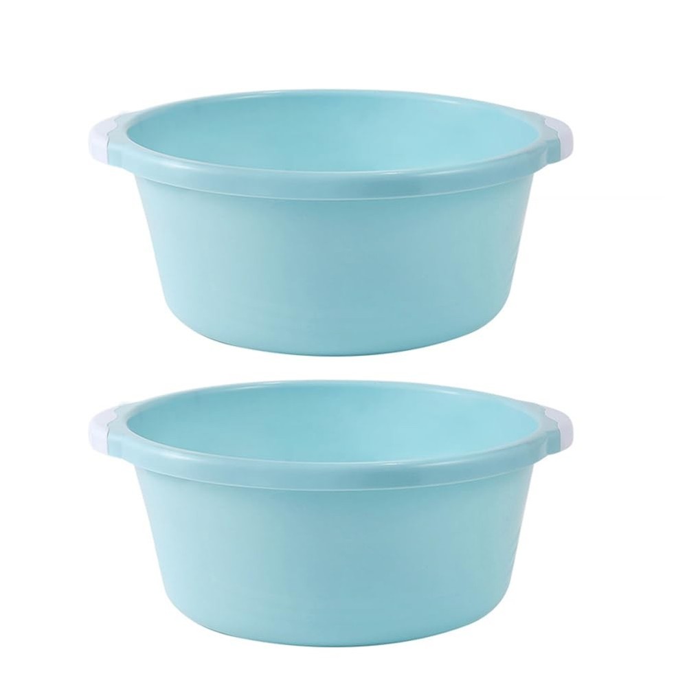 2 Pack Plastic Wash Basin, Large Round Dishpan for Hand Washing Clothes, Laun...