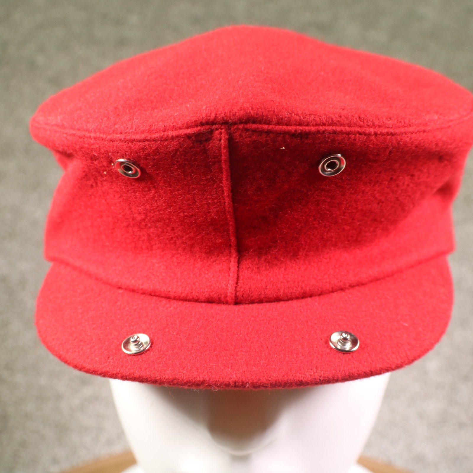 Vintage United Farm Workers UFW Labor Hat Flat Cap Red Wool Cesar Chavez L/XL