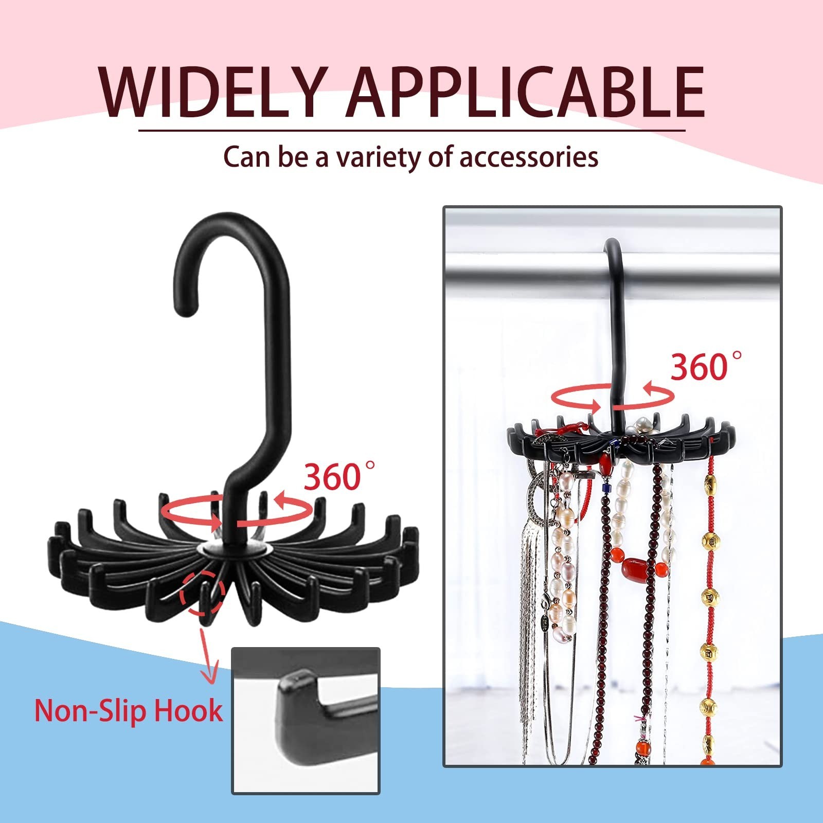 2Pack Circular Tie Hanger Updated Twirl Tie Rack Adjustable Twirl Tie Rack Ti...