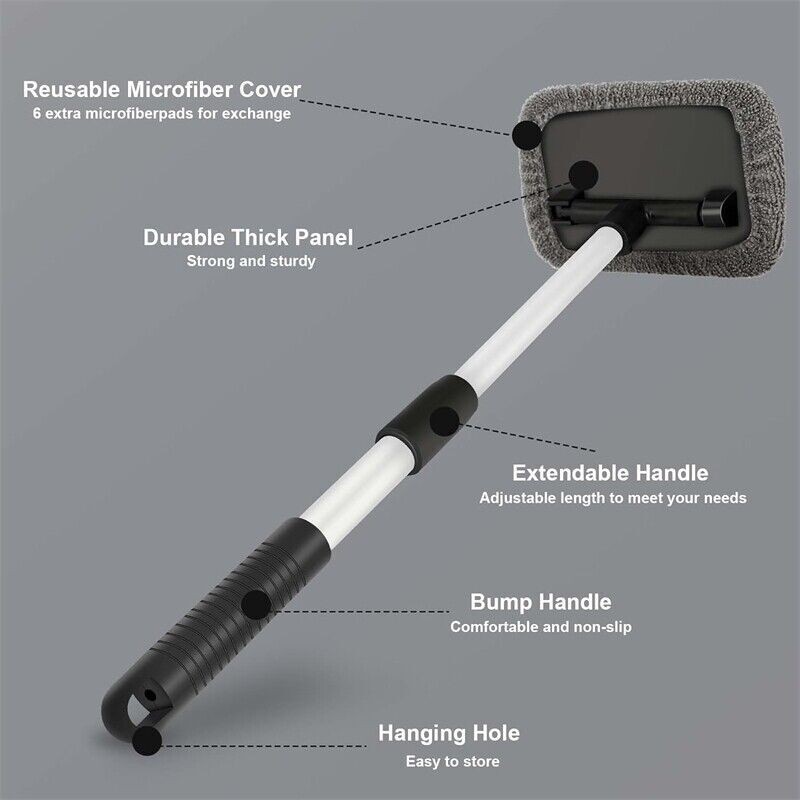 Telescopic Microfiber Car Window Cleaner Cleaning Brush Windshield Wiper Tools