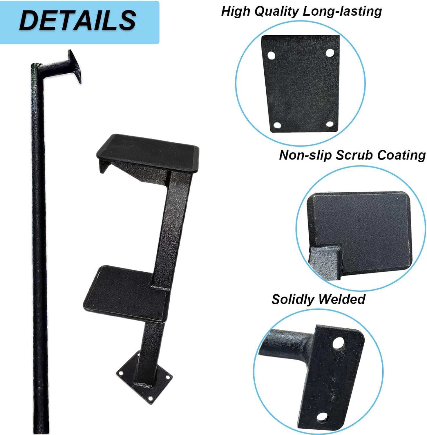 Dual Step Boat Trailer Steps for The Tongue with Handle, Universal Fit Bass Boat