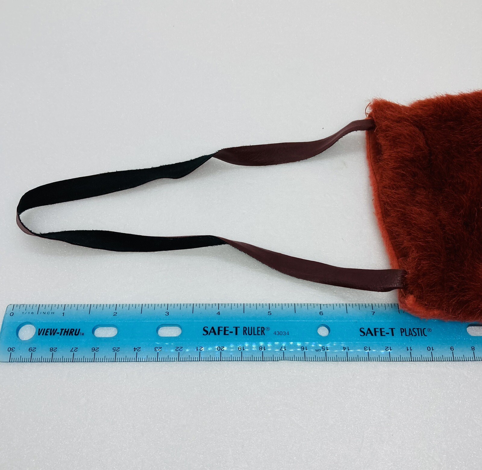 Vintage 1980s Retro Fluffy Furry Handheld Pouch Makeup Mirror Phone Keys Bag 22