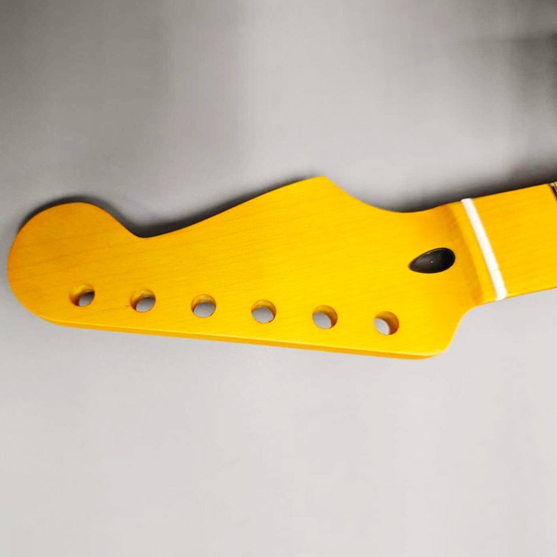 DIY Maple Electric Guitar Neck 25.5" Scale Length 22 Frets Yellow，Unfinished