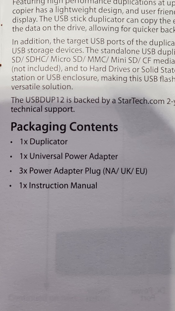 StarTech 1:2 Standalone USB 2.0 Flash Drive Duplicator and Eraser