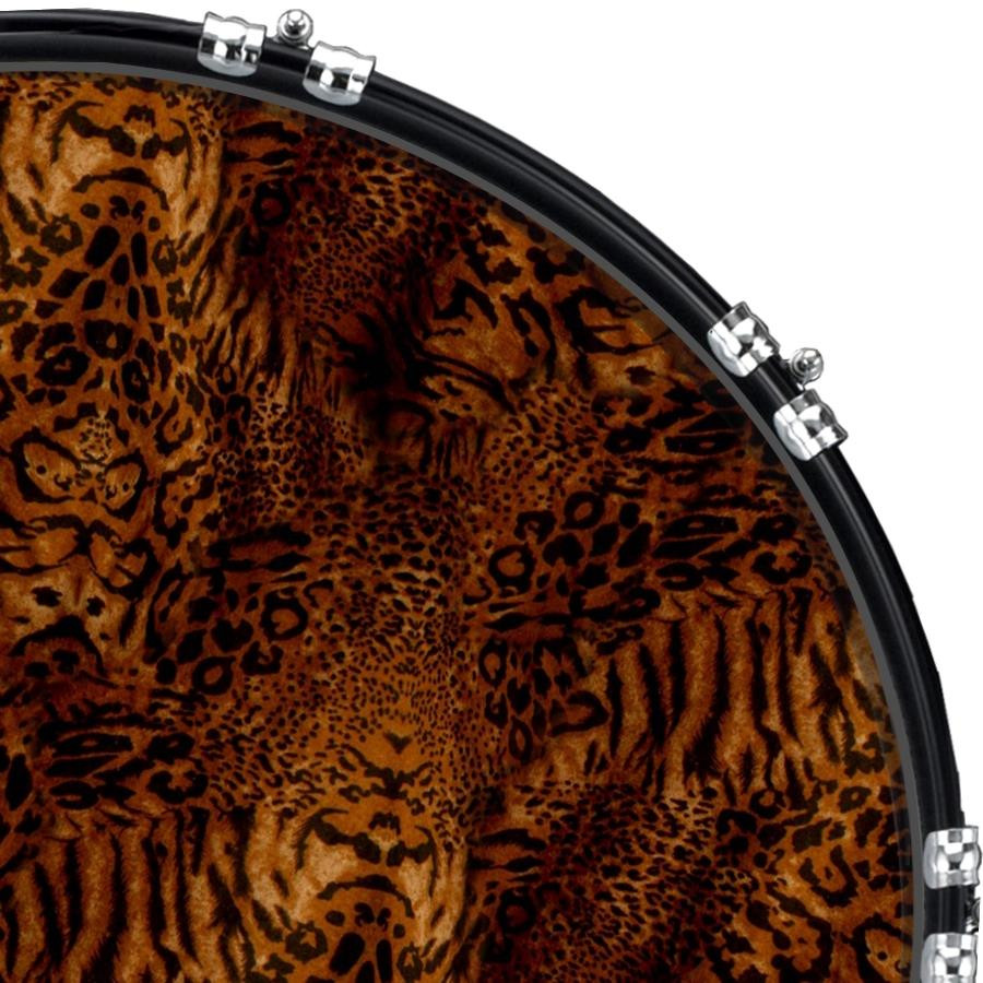 20" Custom Bass Kick Drum Front Head Graphical Graphic Leopard Print Dark
