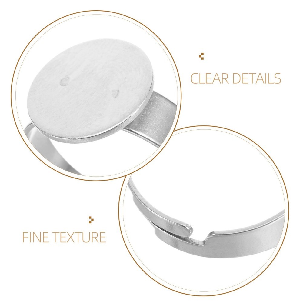 30Pcs Finger Ring Base Adjustable Ring Blanks 12mm Round Bezel Tray For Crafting