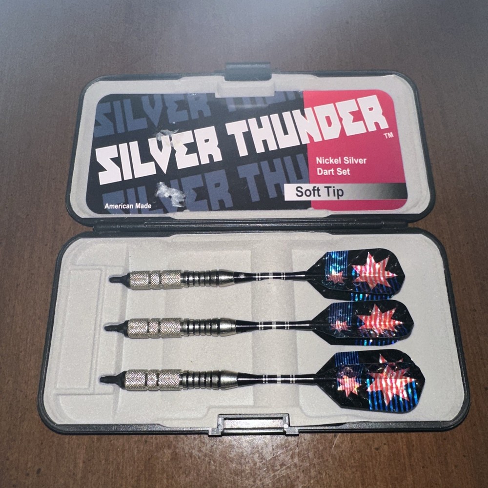 Silver Thunder Soft Tip Darts, Knurled Band With Case