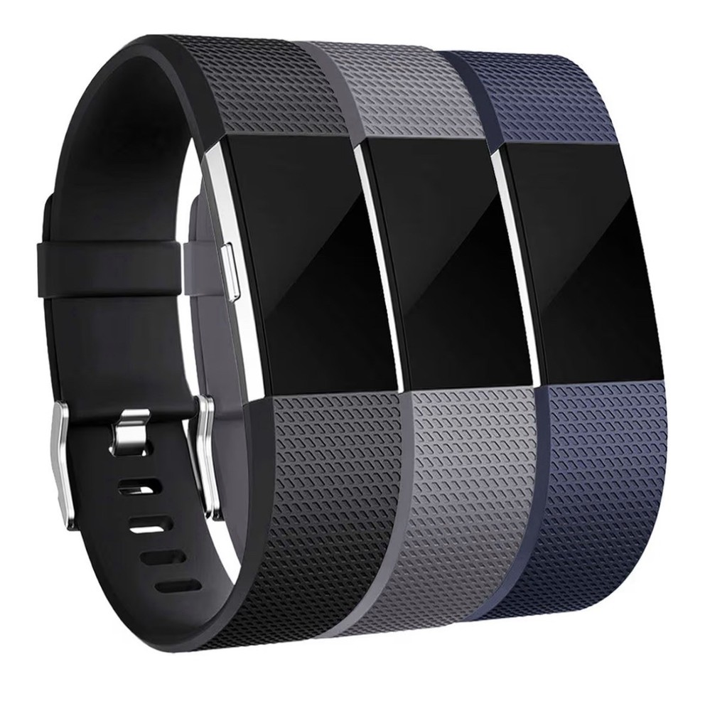 Bands Replacement Compatible with Fitbit Charge 2, 3-Pack, Small Gray/Blue/Black