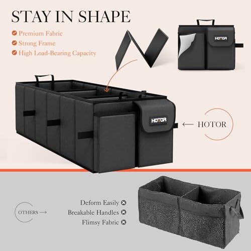Folding Car Trunk Organizer, Black