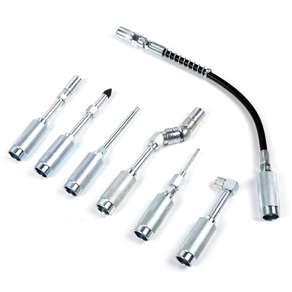 7PC Grease Gun / Lube Accessory Kit & Adaptor Nozzle Set In Storage Case
