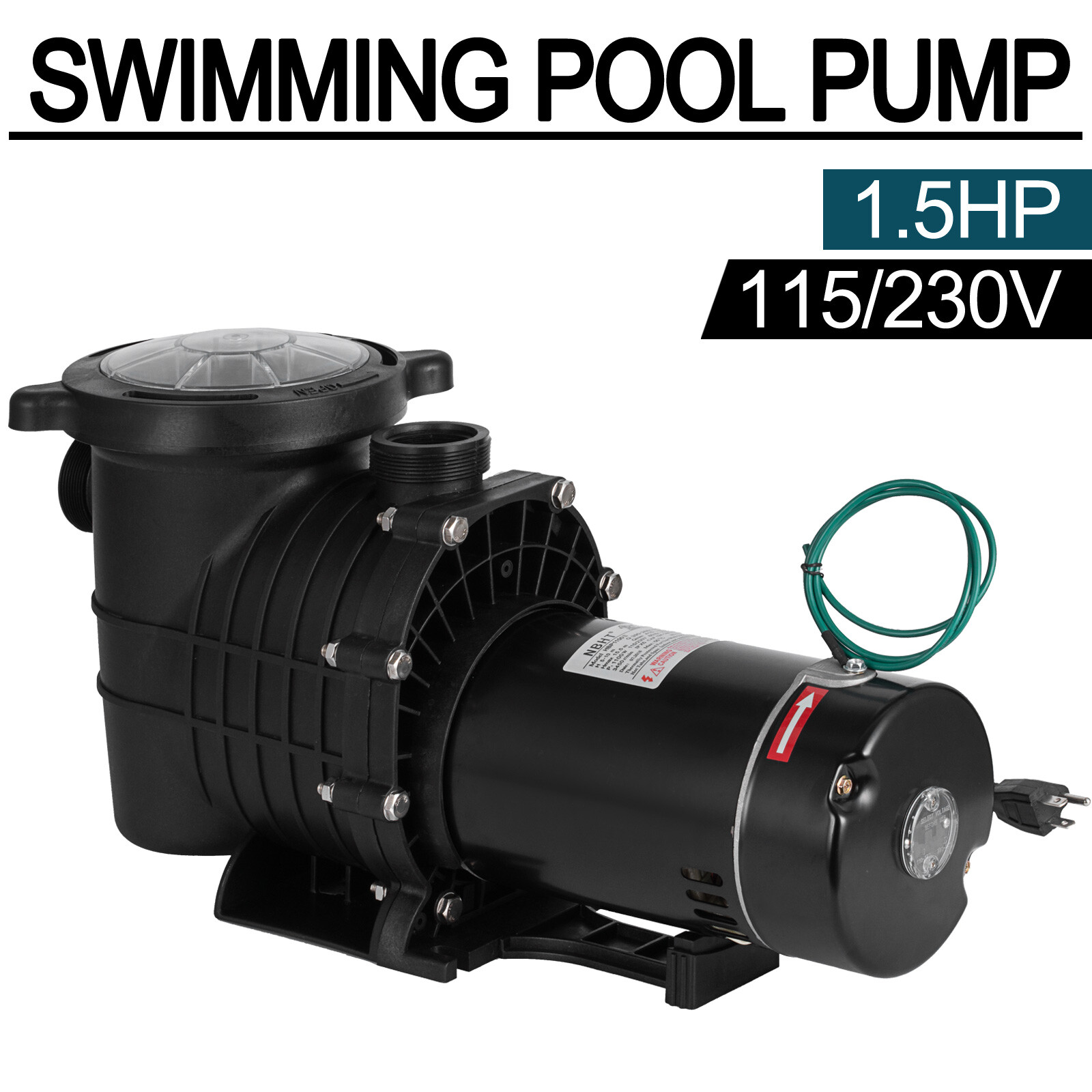 1.5HP Swimming Pool Pump Hayward w/Strainer Filter Pump Generic In/Above Ground