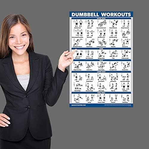 Dumbbell Workout Poster 18"x24" – Laminated Exercise Chart
