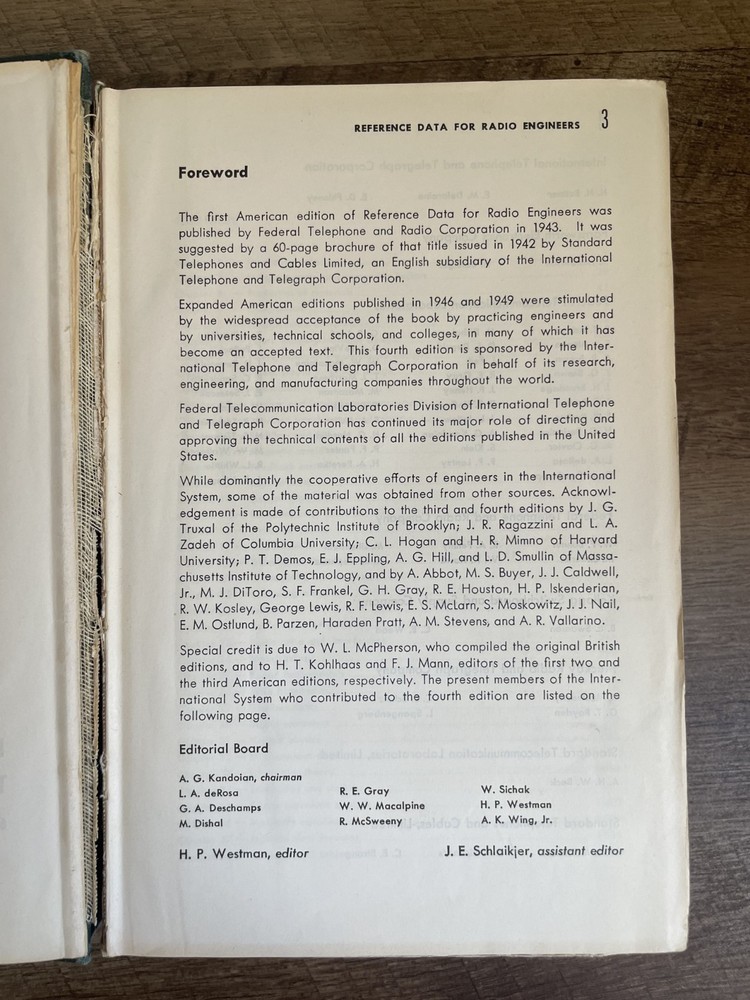 Vintage Reference Data for Radio Engineers Handbook 4th Edition - 1960, IT&T