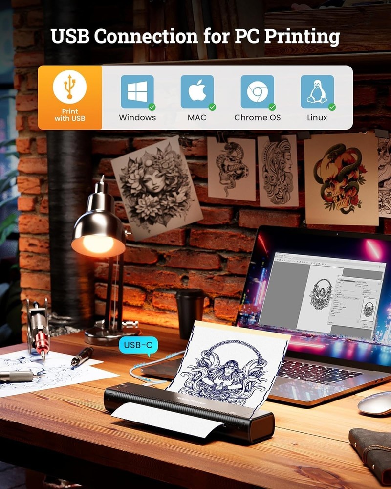 Phomemo Tattoo Stencil Printer TP81 Bluetooth Tattoo Printer with 10pcs Paper