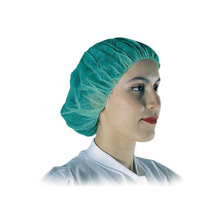 SPUNBONDED POLYPROPYLENE BOUFFANT CAPS - GREEN 500/CS