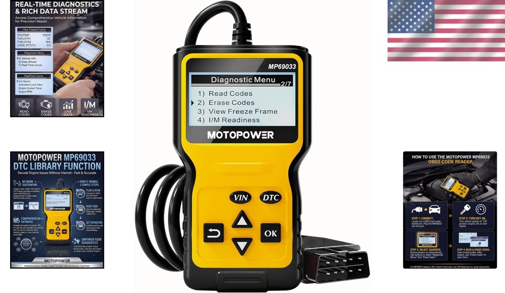 Efficient MP69033 Engine Fault Scanner - Multi-Function OBD II Diagnostic Tool