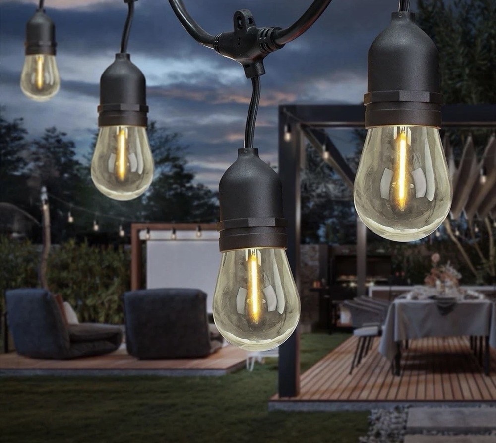 FEIT 48’ Outside LED String Lights, 24 Shatter Resistant Bulbs 2 PACK