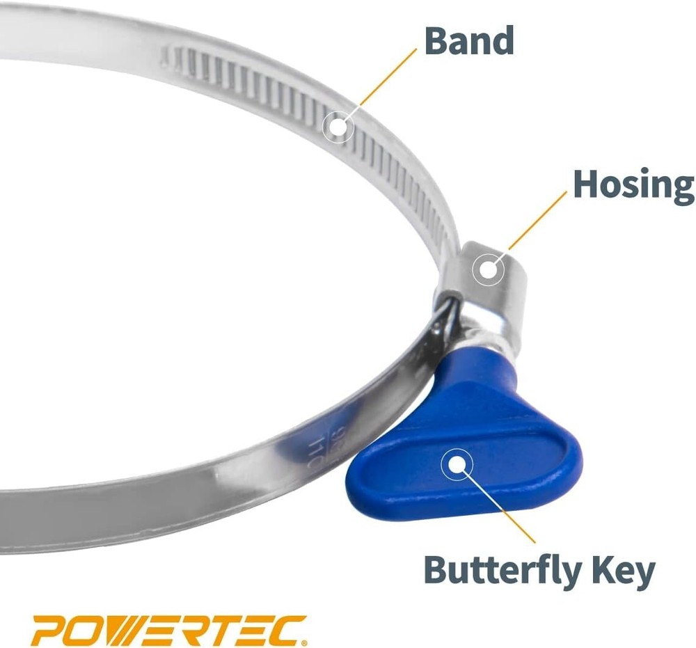 POWERTEC 4" Right Hand Keyed Bridge Hose Clamps | 10-Pack