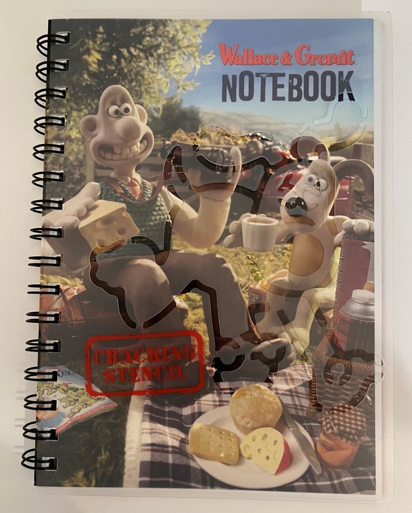 Wallace and Gromit - Spiral Bound Hardcover Stencil Notebook Journal - New