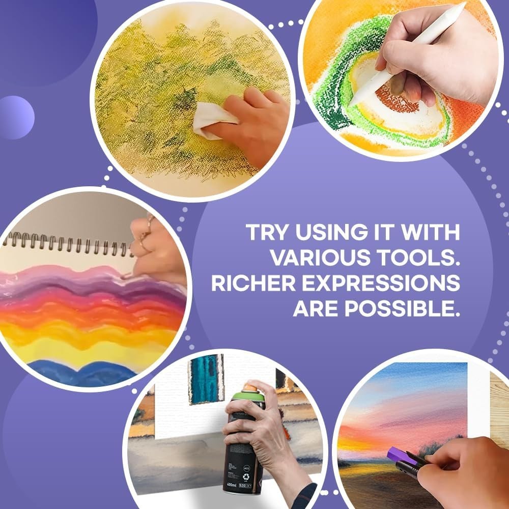 64 Count Multicolor Non Toxic Pastels For Blending And Drawing Techniques