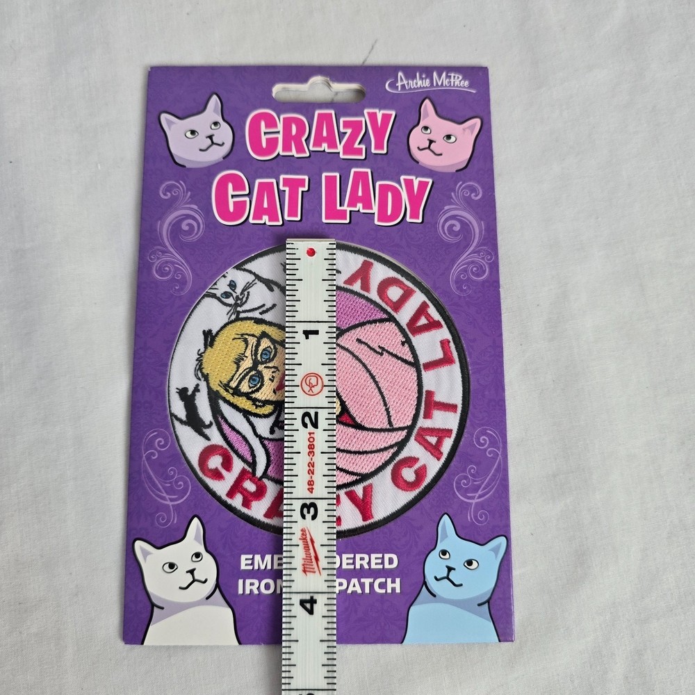 Crazy Cat Lady Patch & Gift Tag Stickers New