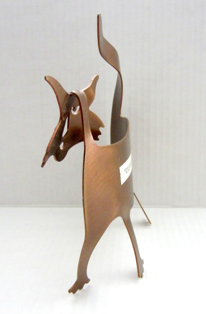 David Lesser Metal Cat Sculpture Signed