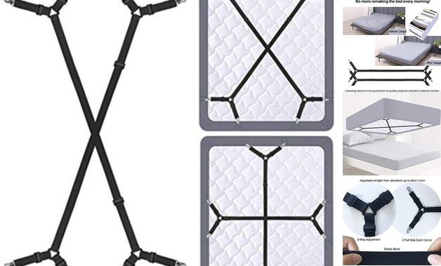 Bed Sheet Holder Straps - Sheet Straps Adjustable Bed Sheet Black 2pcs Set